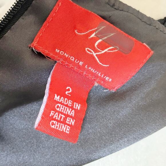 Monique Lhuillier Metallic Ball Gown Black Floral 2 - Picture 9 of 9